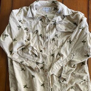 Orvis embroidered pheasant corduroy button down.